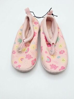 Girls' Pink Floral & Rainbow Water Shoes with Adjustable Toggle